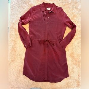 Lou & Grey Burgundy Long Sleeve Shirt Dress
